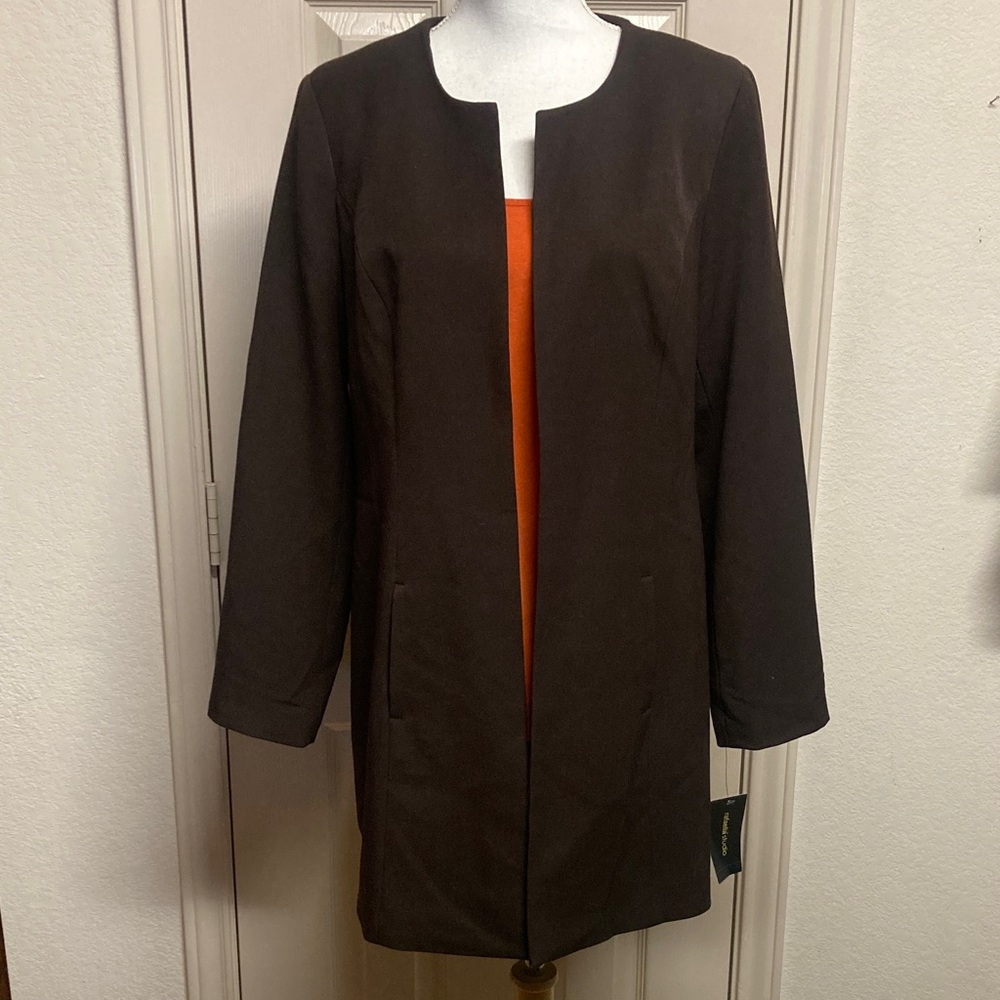Rafaella Studio Long Brown Jacket Blazer Sz L